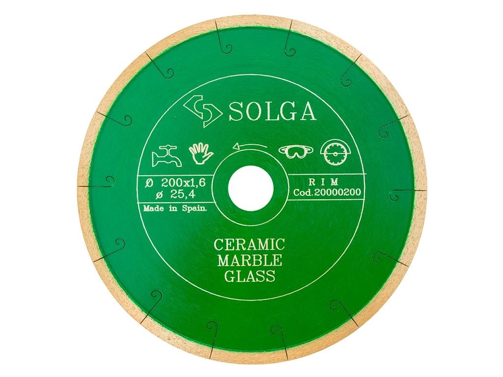 Диск алмазный Solga Diamant CERAMICS, MARBLE сплошной (керамика, мрамор) 200мм/25,4