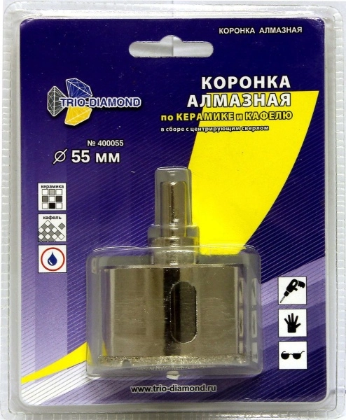 Коронка алмазная Ф55х30мм цилиндрический (400055)