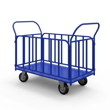 фото тележка платформенная с трубчатыми бортами тб 2 (600х900) г/п 550 кг.200 серая резина