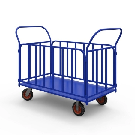 фото тележка платформенная с трубчатыми бортами тб 6 (800х1200) г/п 700 кг.200 литая протекторная резина