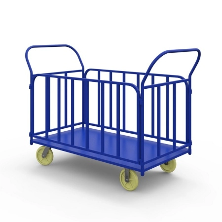 фото тележка платформенная с трубчатыми бортами тб 1 (500х800) г/п 500 кг.200 чугун/полиуретан